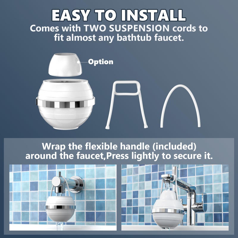 SHLLKTTRY Bath Water Filter for Tub Faucet with Overflow,2,500 Gallons of Filtration,Remove contaminants,Chlorineand Fluoride,Hard Water Softener,Enhances the Health of Skin,Hair,Nails(Premium Version) - Image 3